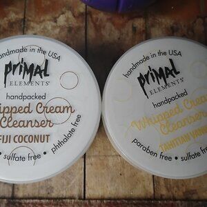 TWO jars, PRIMAL ELEMENTS whipped cream cleanser, Tahitian Vanilla & Coconut